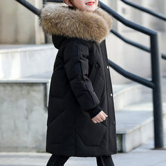 Girls Boys Winter Outerwear Hooded Down Coat Packable Lightweight Warm Puffer Down Jacket with (Black, 14-15 Years)