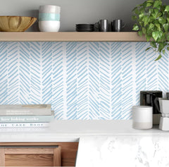 Guvana Line Peel and Stick Wallpaper Blue and White Wallpaper Striped Contact Paper 17.7"x118" Self Adhesive Wallpaper Removable Contact Paper Decorative Wallpaper for Bathroom Livingroom Covering