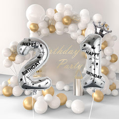 40 Inch Silver Foil Balloon Number 12,Crown 12th Birthday Party Decorative Balloons,Number Large Numbers Balloon 12,Girls Boys 12th Birthday Decoration Anniversary Wedding 12th Birthday Party Supplies