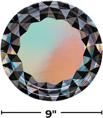 Fun Express New Year’s Eve Party Diamond Paper Dinner Plates - Eve Party Diamond Themed Disposable Party Dessert Plates - Tableware for Birthday New Year Party Decorations - Party Supplies - 8 Pieces