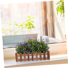 Mikikit Realistic Foam Wood Fence Flower Pot Window Box Planter Artificial Flowers