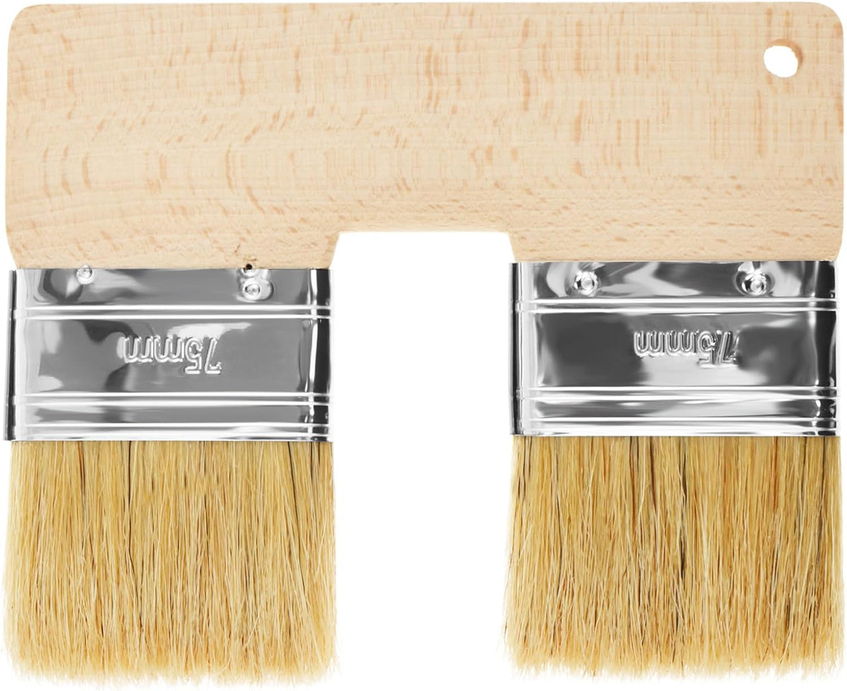 Double Paint Brush, U Shaped Double Color Brush, Double Head Painting Brush with Handle, Art Wall Painting Tools, Bristle Art Flat Texture Brush, 7.68 Inch Wall Paint Double Brush for Painting