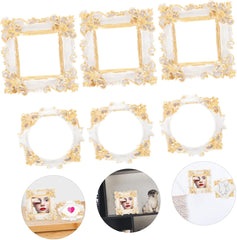 Garneck 6Pcs Mini Retro Resin Picture Frames Vintage Style Decorative Photo Frames for DIY Crafts for Mini Houses and Delicate Photos Display
