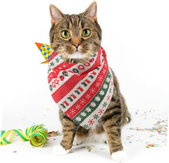 FRCOLOR Pet Christmas Bandana Scarf for Dogs and Cats Soft Holiday Accessory Adorable Patterns Breathable Design for Festive