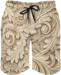 Men's Swim Trunks Flower Vine Pattern Beach Shorts Quick Dry Summer Bathing Suit Swimwear Beachwear with Pockets
