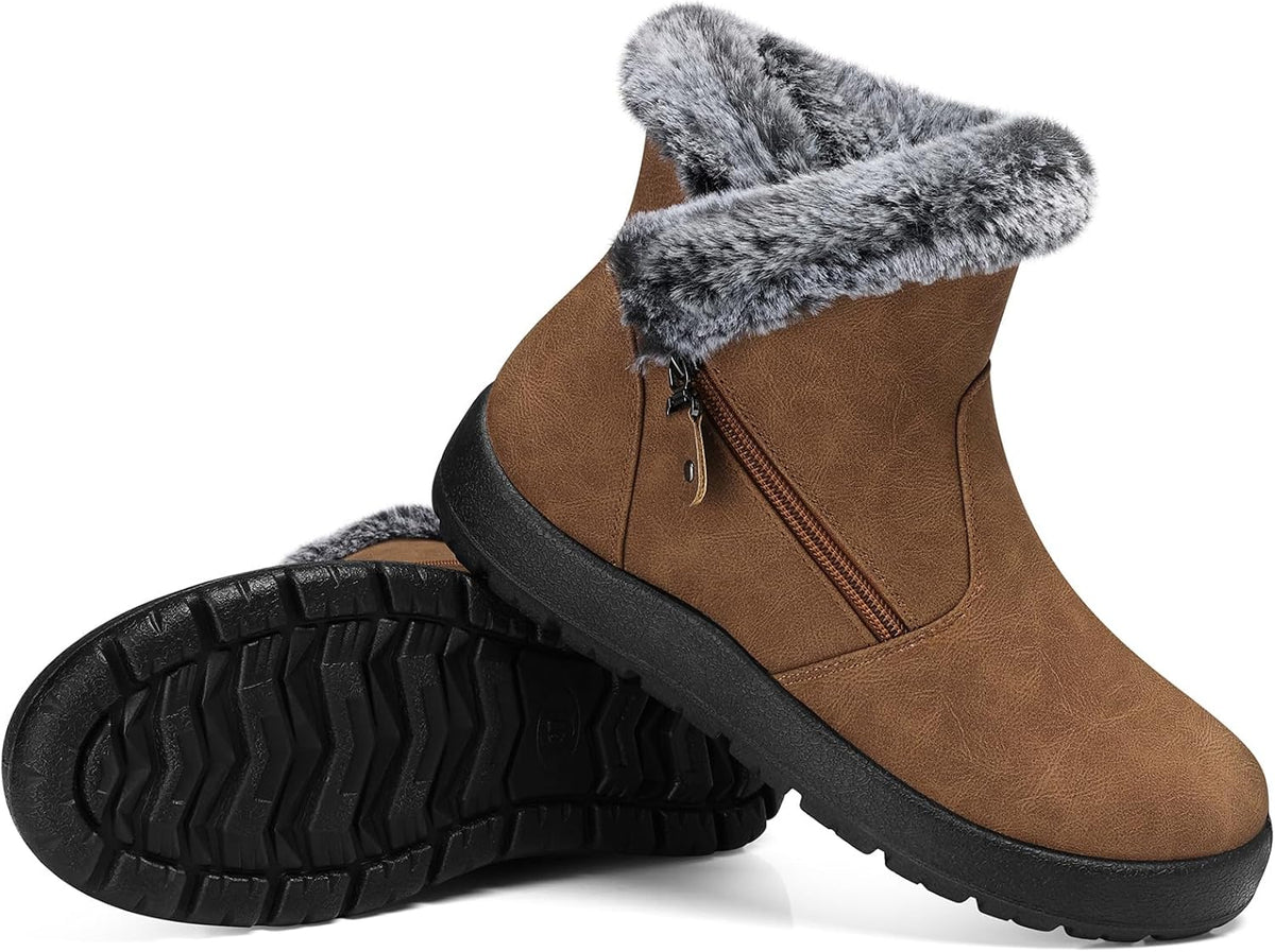 SHIBEVER Winter Boots for Women Waterproof: Womens Snow Boots Warm - Ankle Fur Lined Booties - Insulated Winter Shoes