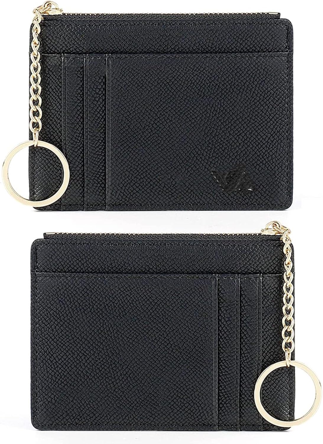 Valentoria Slim RFID Blocking Card Holder Small Pocket Wallet Keychian Zipper Coin Purse Mini Cash & Coin & Cards Case for Women Men