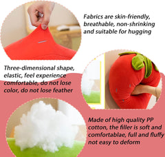 9.8" Strawberry Plush Pillow Red Soft Stuffed Fruit Plushie Toys Gifts for Kids
