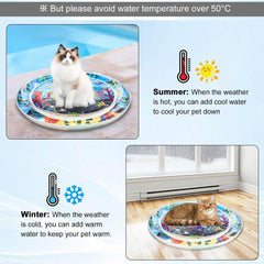 Thickened Water Mat for Cats,Big Pet Water Bed Washable Inflatable,Summer Pets Cooling Water Sensory Play Pad,Pet Playmat Cooling Mat with Inflator for Cats Dogs