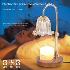 2Pack Electric Timer Candle Warmer Light,with Bracket Dimmable Candles Wax Glass Warmers Lamps for Jar Candles Burner No Flame Scented Melting Warming Lantern Adjustable Height(50W*4PCS)