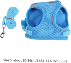 GALPADA Reflective Dog Harness Set Breathable Mesh Vest with Leash Lightweight No-Choke Chest Strap for Dogs Comfortable Pet Gear Blue s