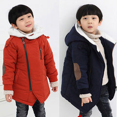 Gaorui Boys Winter Hooded Down Coat Jacket Thick Wool Inside Kids Warm Faux Fur Outerwear Coat