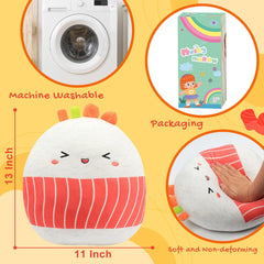 12” Sushi Plush Pillow Cute Soft Hugging Body Pillow Food Plushies Toy Stuffed Animal Birthday Christmas Festival Gifts for Kids