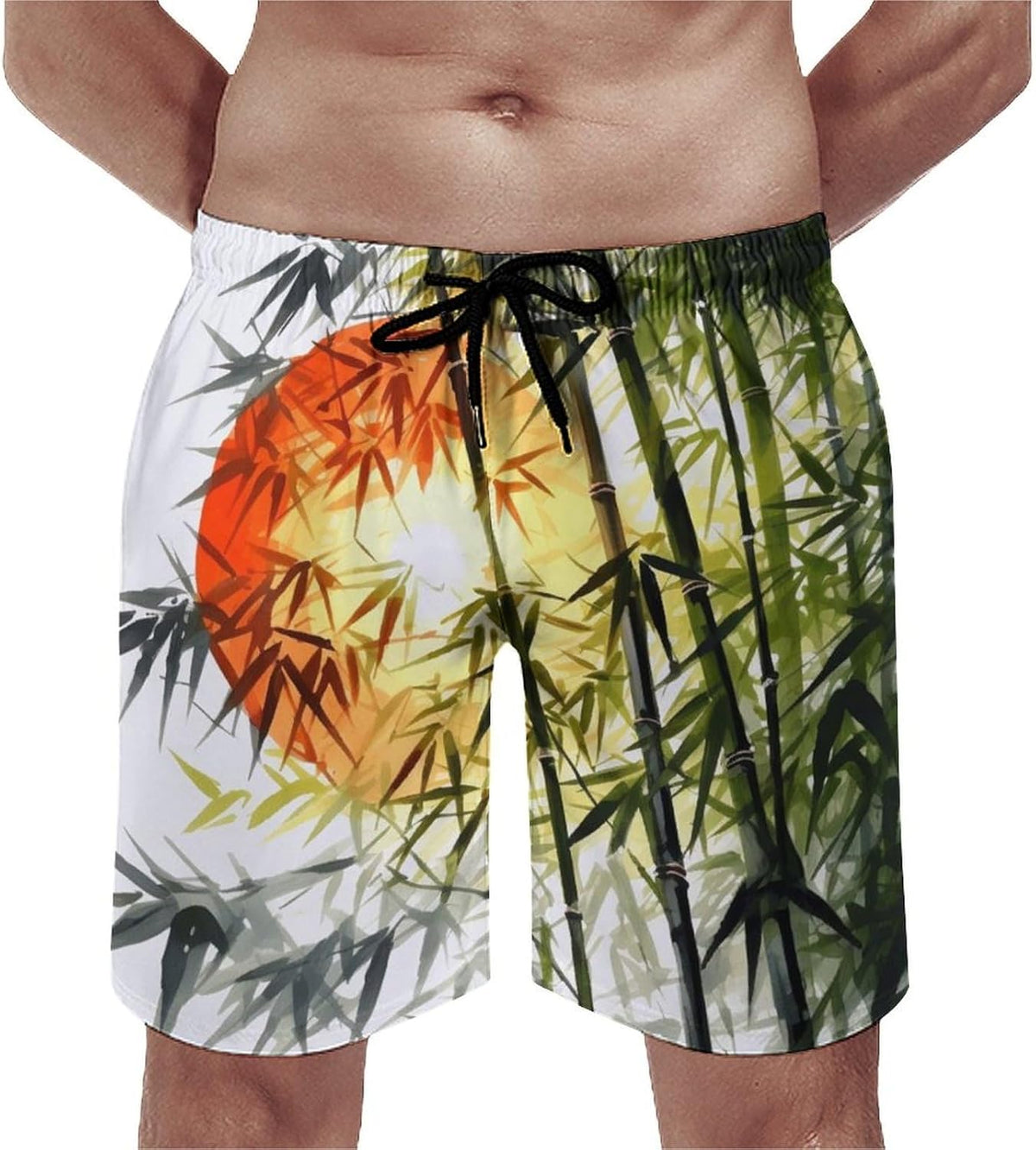 Men's Swim Trunks Trees Sun Beach Shorts Quick Dry Summer Bathing Suit Swimwear Beachwear with Pockets