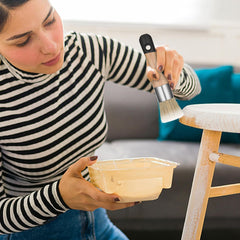 2 Pcs Chalk Paint Brush, Round Wax Paint Brush for Furniture Natural Bristles Stencil Brush Compatible with All Types of Chalk Paints for Painting or Waxing Home Decor DIY Art Crafts (Black)