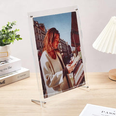 AHANDMAKER Transparent Acrylic Frame A4 Picture Frame with Double Sided Display for Office Wall Decor Holiday Gift Photo Art Exhibition Home Decor