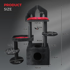 cat Tree - 45in Cat Tower with Scratching Post for Indoor Cats, Stylish Black cat Stand cat Tree Halloween