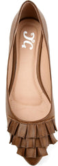 Brinley Co. Womens Ruffled Flat Tan, 11 Regular US