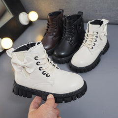 Fashion Non Slip Ankle Boots Lace up Lug Sole Side Zipper Outdoor Booties Kids Cowboy Boots Toddler Boots
