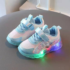 Toddler Baby Girls Mesh Breathable Light Up Sneaker Butterfly Pattern Hook Loop Non Slip Sports Shoes Sports Shoes