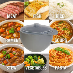 Microwave Soup & Stew Maker Bowl with Lid & Spout – 1.2L Container for Rice, Pasta, Noodles, Cereal & Oats – BPA-Free, Dishwasher Safe, Great for Home, Dorms & Offices