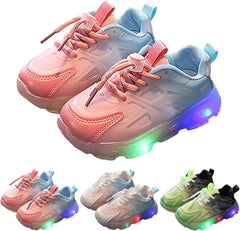 Kids Toddler LED Shoes Boys Girls Athletic Wear 𝐑esistant Running Shoes Lace up Air Cushion Wedge Sneakers (Pink, 7.5 Toddler)