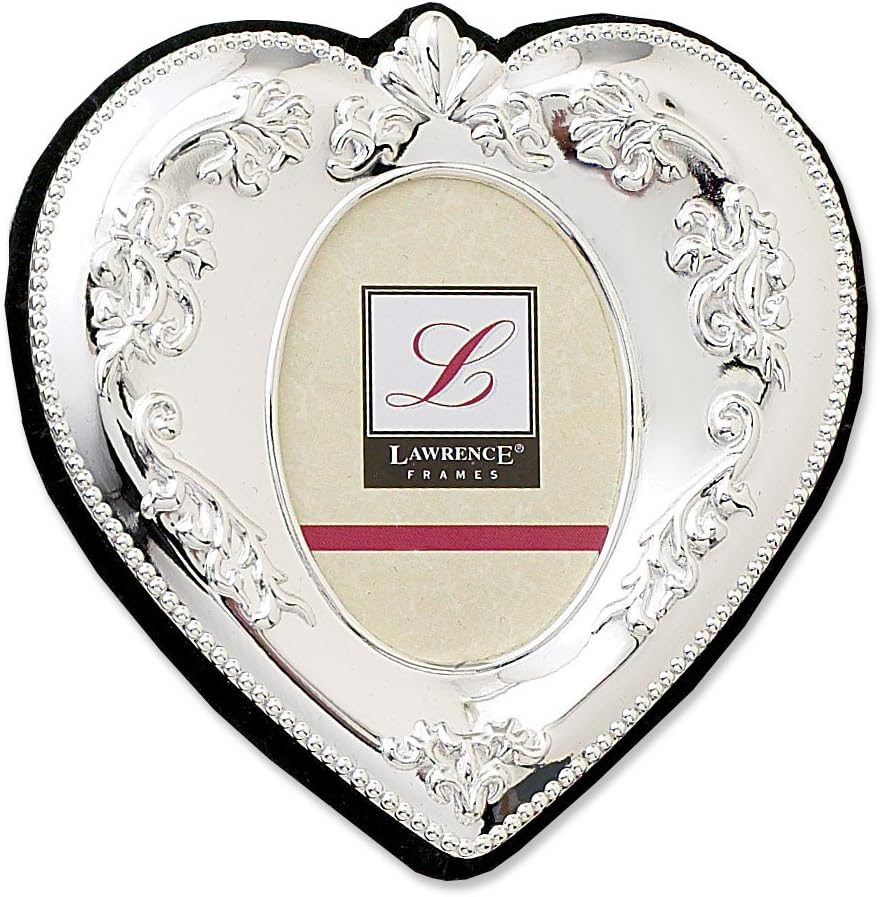 Lawrence Frames Silver Plated Metal Heart Picture Frame, Victorian Design