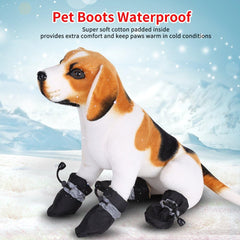 Dog Shoes Boots Socks for Small Medium Dogs Cats Winter Warm Soft Cotton Padded 4Pcs (01)