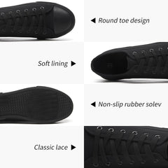 yageyan Men Canvas Low top Shoes Classic Casual Sneakers Black and White Fashion Shoes