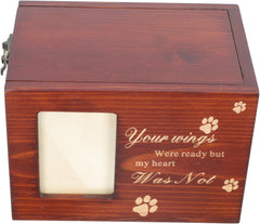 Pet Memorial Urn Cat Urn for Ashes Wooden Cinerary Box Pet Keepsake Photo Holder