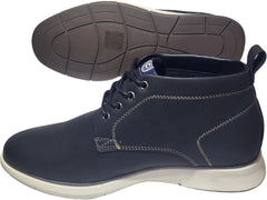 Mens Black Leather Casual Chukka Boots With Lace-Up Closure & Rubber Sole