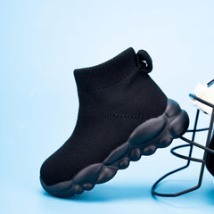 Boys and Girls Indoor Non-Slip Baby Toddler Shoes Breathable mesh Surface Lightweight Elastic Socks Shoes Memory Soles Protect Toes Outdoor Sneakers Black