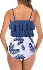 Womens Tankini Swimsuits Ruffled Tank Top Tummy Control Floral Modest Swimwear High Waisted Bikini