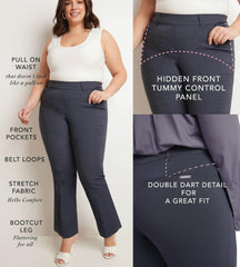 Rekucci Curvy Woman Ease into Comfort Barely Bootcut Plus Size Pant