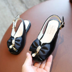 Girls' Sandals Sandals Princess Bowknot Crystal Shoes -Toe Toddler Baby Girls Children Girl's Shoes (Black, 12.5 Little Kid)