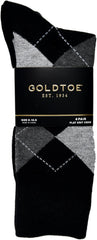 Gold Toe Men's Dress Socks, Flat Knit Crew, 6-12.5 Shoe Size, Black, 4 Pairs