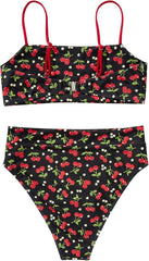 MOSHENGQI Women High Wasited Bikini Shoulder Strap 2 Piece High Cut String Swimsuits