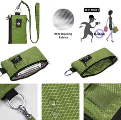 Minimalist RFID Blocking Small Wallet with Id Window,Waterresistant Zip Id Case Wallet with Lanyard Keychain,Small Slim Thin Compact Credit Card Fully Functional Wallet