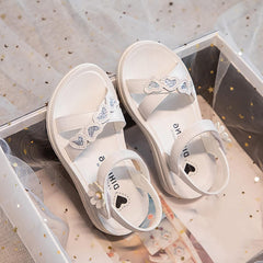 Toddler Girl Dress Shoes Children Shoes Summer Flower Sandals Fashion Little Girls Soft Sole Princess Sandals (White, 11 Little Child)