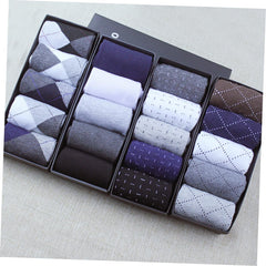 5pairs Men's Cotton Crew Socks Skid Resistant Breathable Long Ankle Warm Socks for Winter Autumn Square Grid Design