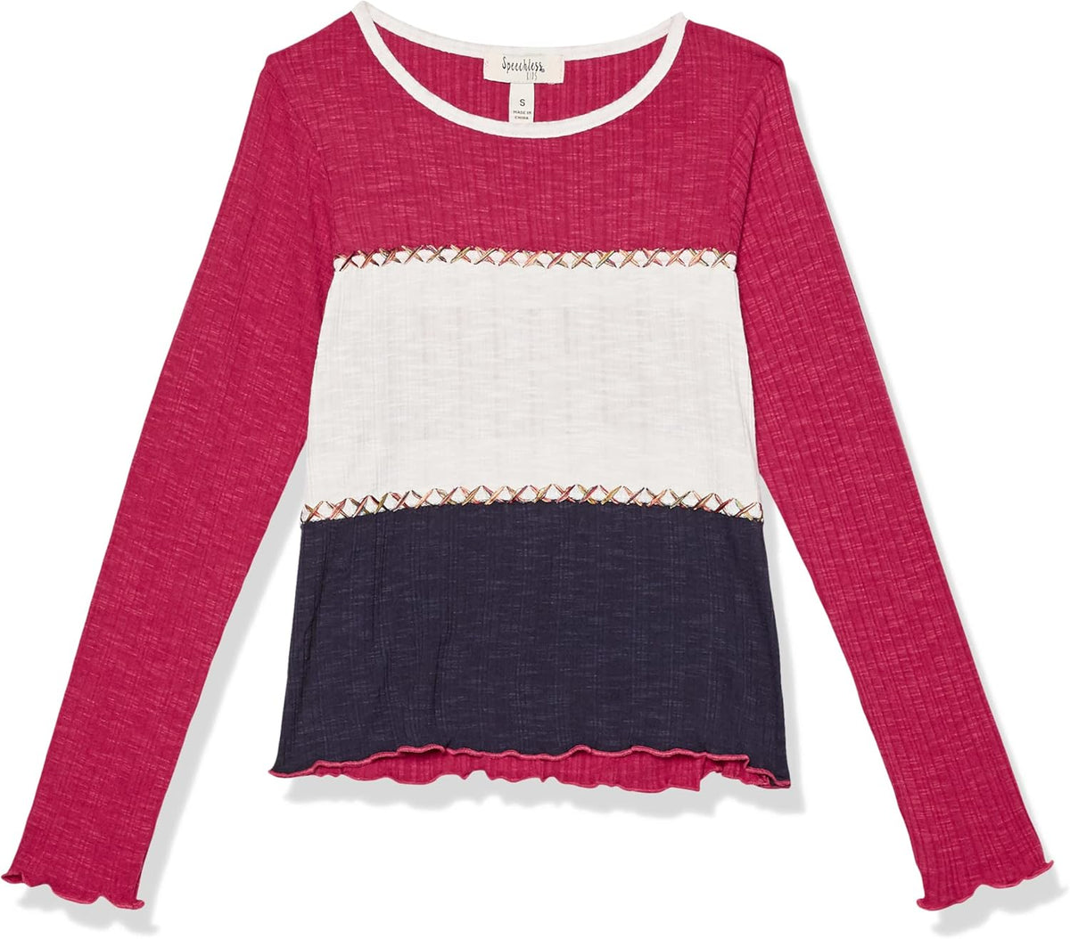Speechless Girls' Long Sleeve Knit Rib Top