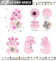 DolliBu Unicorn Hand Puppet Stuffed Animal with Silver Cross and Personalization - Religious Baptism Gifts for Boys and Girls, Dedication Christening Gifts Plush Prayer Toy Healing Teddy Bear - 9 Inch