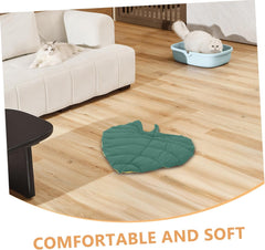 Reversible Leaf Shaped Pet Mat for Cats and Dogs All Season Machine Washable Crate Pad Cozy Cat Bed Mat for Indoor Use Elegant Design Home