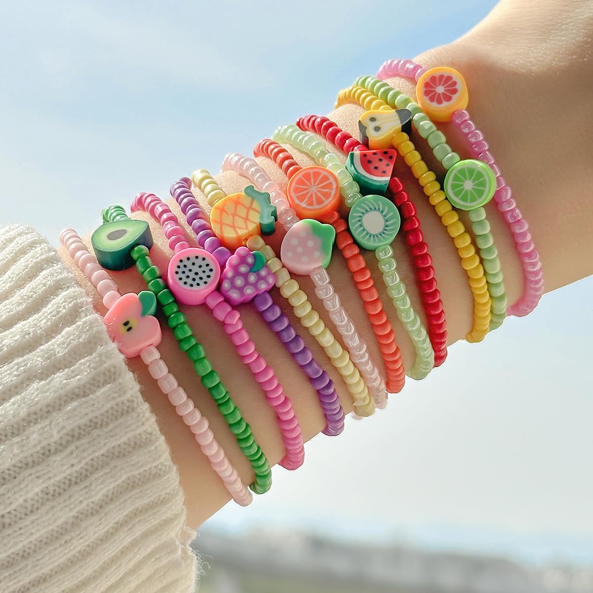 Beaded Bracelet Stack for Women Gold Bead Jewelry Stackable Summer Accessories Creative Styling Fashion Layered Wristwear