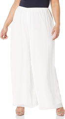 Alex Evenings Women's Wide Leg Chiffon Dress Pant for Mother of The Bride, Elegant Party Outfit (Plus Size)