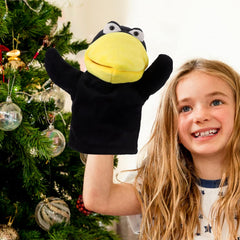 LOGOFUN Crow Hand Puppet Plush Bird Glove Puppet Cartoon Animal Pretend Play Storytelling Party Interactive Toys for Kids