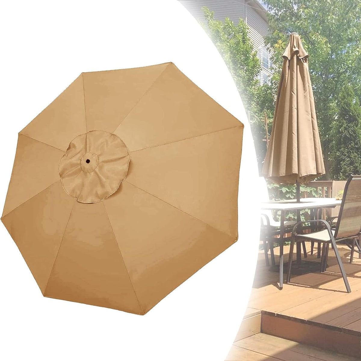 Round Replacement Parasol Canopy, 2m/6 Arms 2.7m/6 Arms 3.0m/6 Arms 2.7m/8 Arms 3.0m/8 Arms, Durable Polyester Parasol Umbrella Replacement Fabric Cover For Backyard Pool Umbrella, UV30+, Waterproof