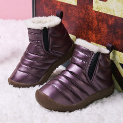 Winter Kids Snow Boots Winter Warm Waterproof Warm Snow Boots Ankle Hiking Boots Anti-Slip Outdoor Shoes