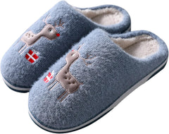 Couples Plush Slip On Flat Warm Furry Men Slippers Toe Keep Winter Open Shoes Home Men's Slipper Slippers for Men Blue