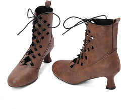 Women Retro Ankle Boots Lace Up Medieval Renaissance Pirate Viking Shoes